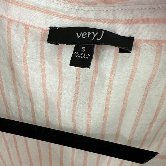 Very J Red Floral Pink Striped Button Down Shirt - Picture 2 of 3